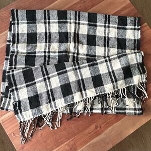 Madewell Cream and Black Plaid Scarf